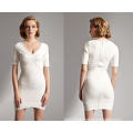 The Ladys White Bandage Dress with a Short Sleeved Dress